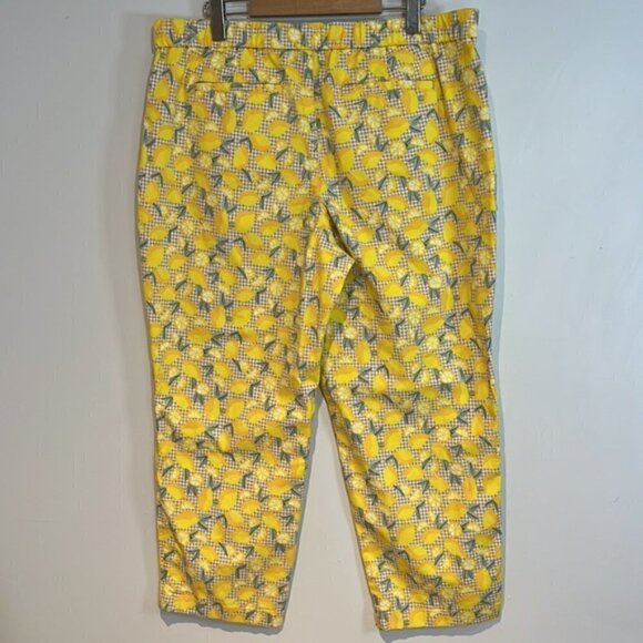 Lands End Women's Pull-On Chino Crop Pants Lemon Print Size 16 Elastic Waist - Picture 4 of 8